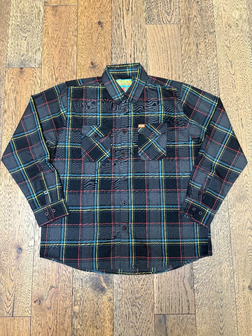 Dixxon Flannel Get On! Moto Fest Button Up Shirt Men's XL Black Plaid Fall Biker